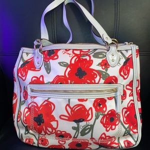 Red Flower Coach Tote